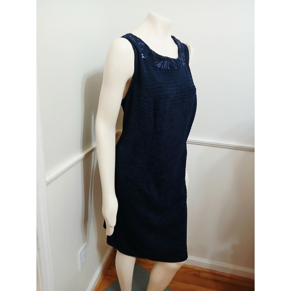 Maya Brooke Navy Blue Sequin Trim Dress and Jacket Set 22W Plus Size NEW - Picture 7 of 11
